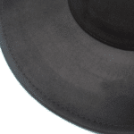 Chapeau cowboy noir effet daim broderie florale dorée (3)