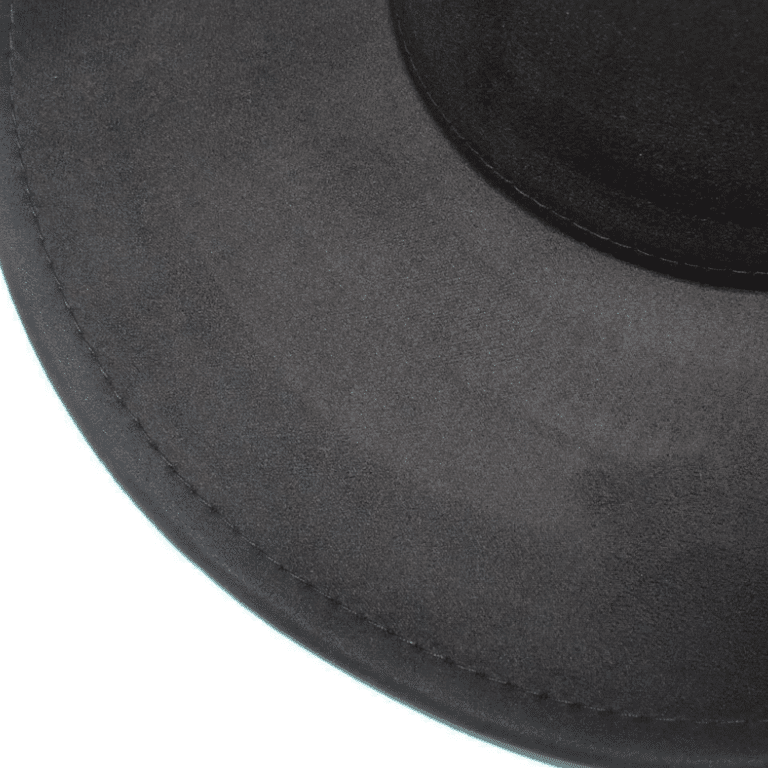 Chapeau cowboy noir effet daim broderie florale dorée (3)