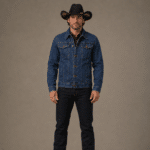 Chapeau cowboy noir effet daim broderie florale dorée (5)