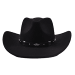 Chapeau cowboy noir en feutre avec bandeau riveté western