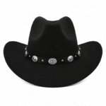 Chapeau cowboy noir feutre style western ranch (1)