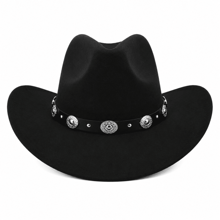 Chapeau cowboy noir feutre style western ranch (1)