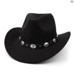 Chapeau cowboy noir feutre style western ranch (3)