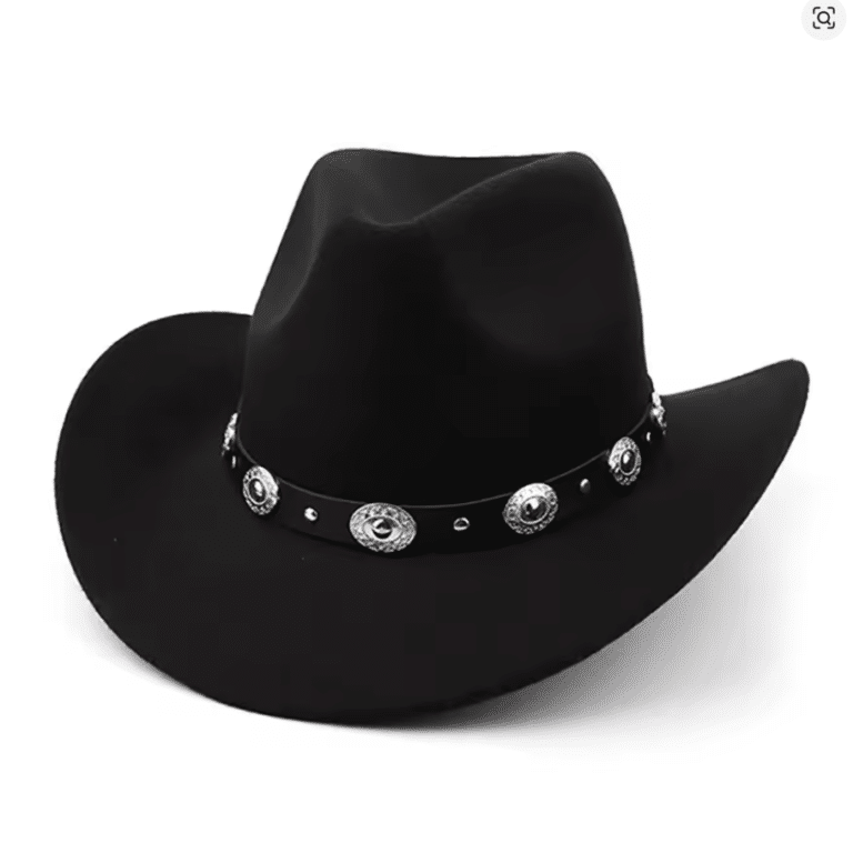 Chapeau cowboy noir feutre style western ranch (3)
