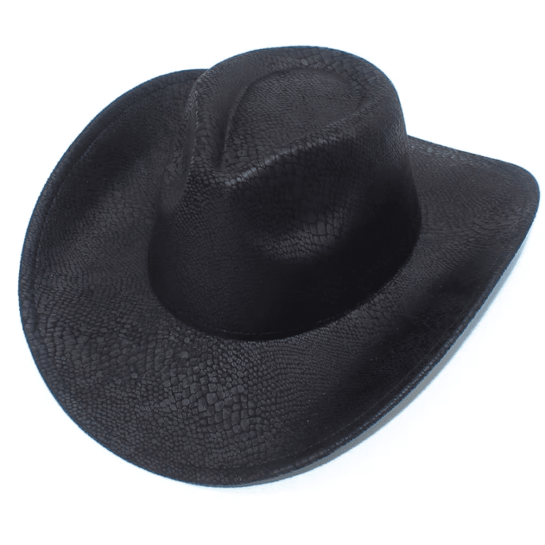 Chapeau cowboy noir imprimé reptile style western (1)