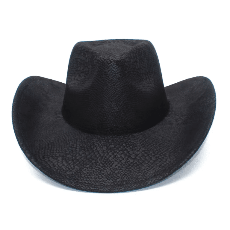 Chapeau cowboy noir imprimé reptile style western (2)