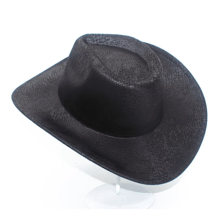 Chapeau cowboy noir imprimé reptile style western (3)