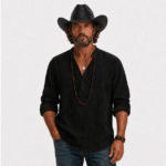 Chapeau cowboy noir imprimé reptile style western (4)