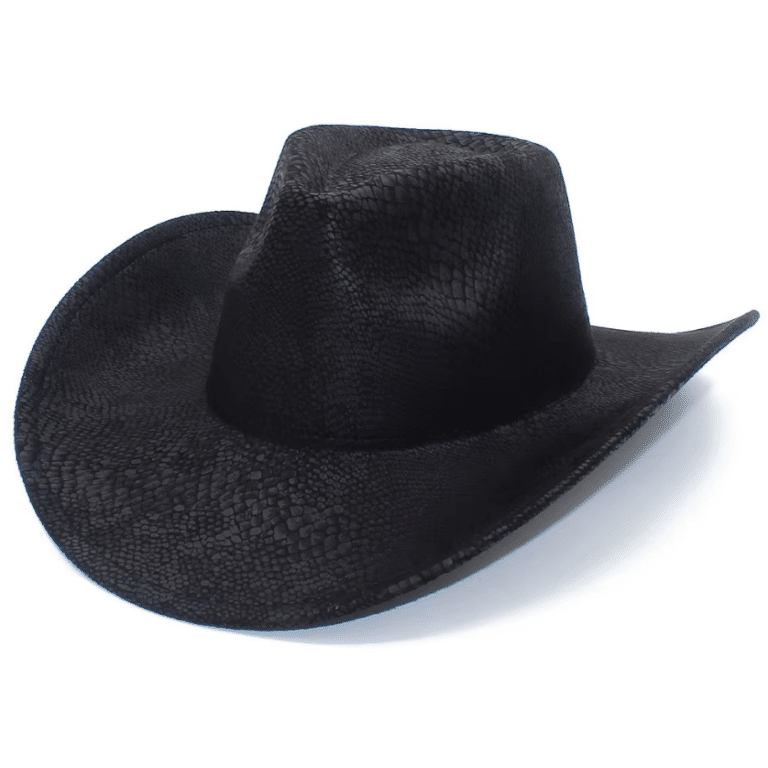 Chapeau cowboy noir imprimé reptile style western (5)