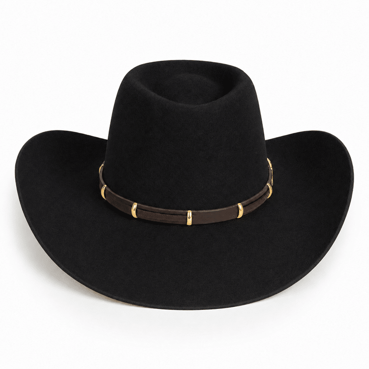 Chapeau cowboy noir laine naturelle premium (3)
