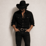 Chapeau cowboy noir laine naturelle premium (4)