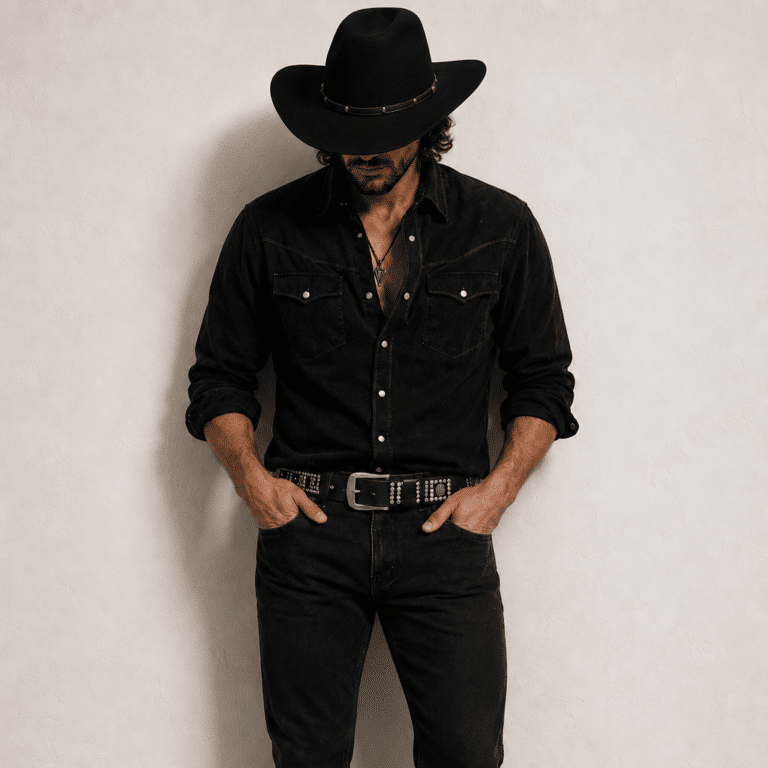 Chapeau cowboy noir laine naturelle premium (4)