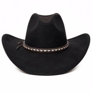 Chapeau cowboy noir style western avec bandeau tressé