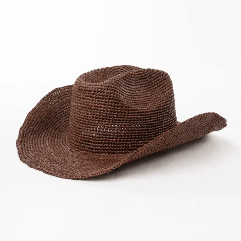 Chapeau cowboy paille naturelle marron western (2)