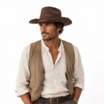 Chapeau cowboy paille naturelle marron western (4)