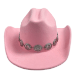 Chapeau cowboy rose à bandeau conchos argentés western (4)