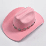 Chapeau cowboy rose à bandeau conchos argentés western (5)
