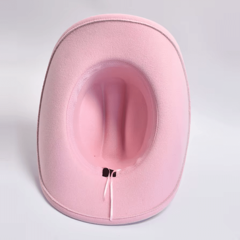 Chapeau cowboy rose à bandeau western et tête de taureau (4)
