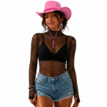Chapeau cowboy rose à cordage western réglable (2)