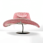 Chapeau cowboy rose à paillettes et strass festival (2)