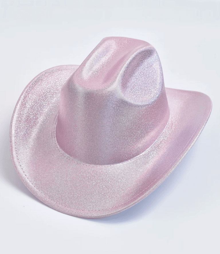 Chapeau cowboy rose effet pailleté style western festival (1)