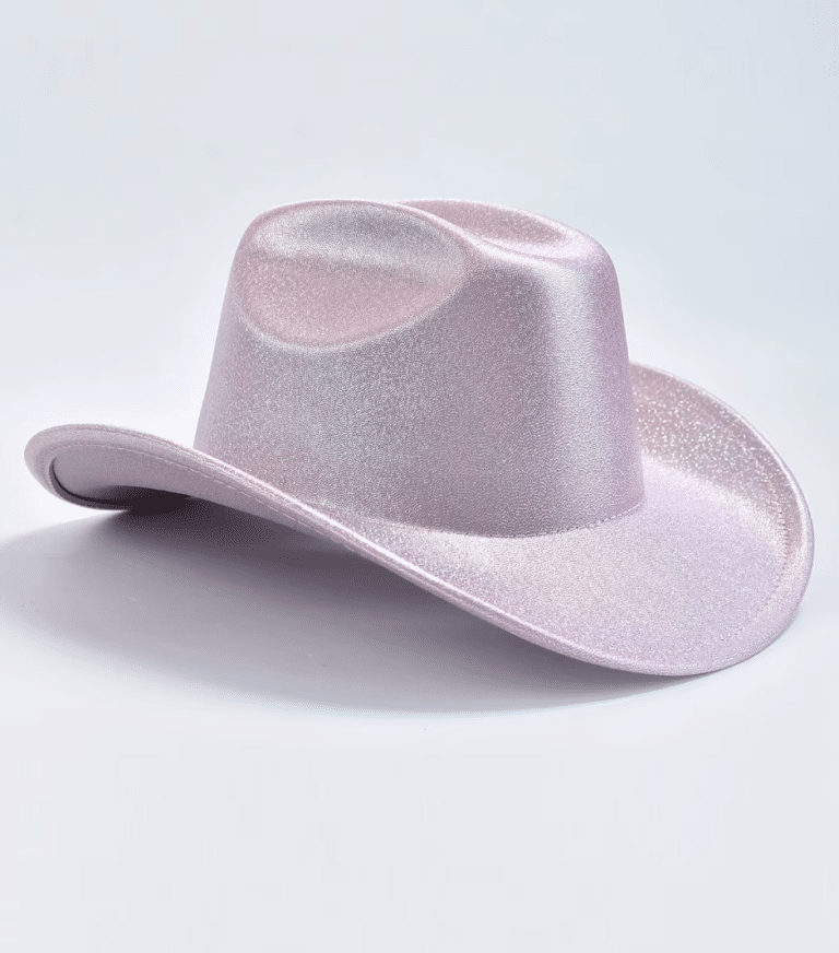 Chapeau cowboy rose effet pailleté style western festival (2)