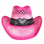 Chapeau cowboy rose femme à cœur style festival (1)