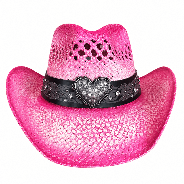 Chapeau cowboy rose femme à cœur style festival (1)