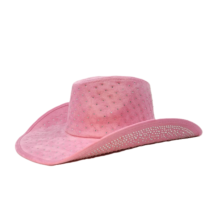 Chapeau cowboy rose strass et velours festival (2)