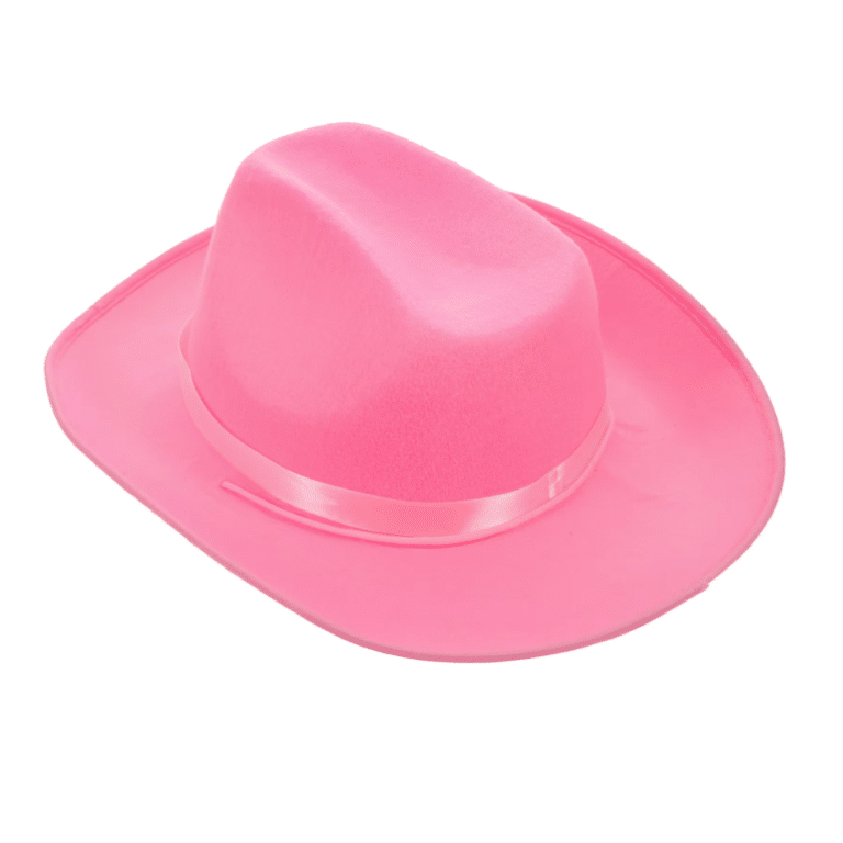 Chapeau cowboy rose unisexe avec cordon et ruban satiné (1)