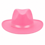Chapeau cowboy rose unisexe avec cordon et ruban satiné