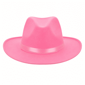 Chapeau cowboy rose unisexe avec cordon et ruban satiné
