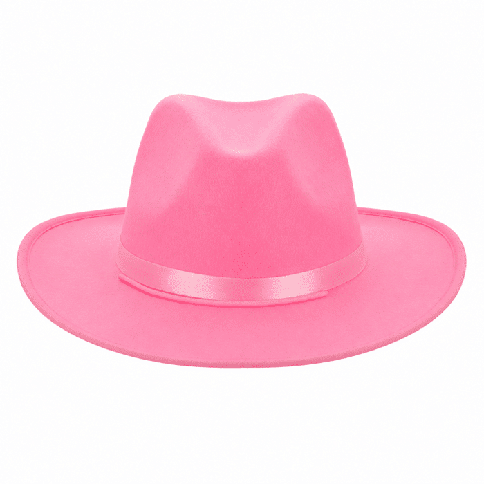 Chapeau cowboy rose unisexe avec cordon et ruban satiné (2)