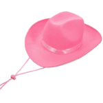 Chapeau cowboy rose unisexe avec cordon et ruban satiné (4)