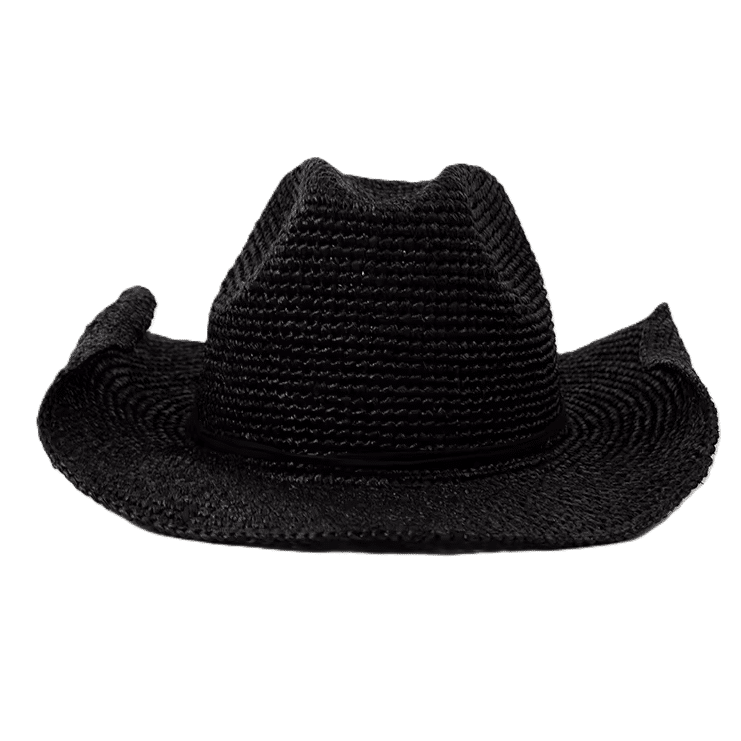 Chapeau de paille noir cowboy vintage (4)