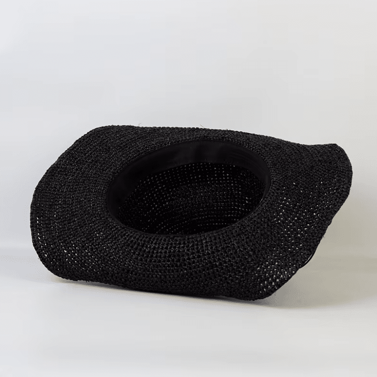 Chapeau de paille noir cowboy vintage (5)