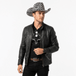 Chapeau zébré cowboy en feutre de laine authentique (4)