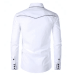 Chemise cowboy blanche brodée noire western country (2)