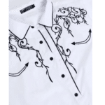 Chemise cowboy blanche brodée noire western country (3)