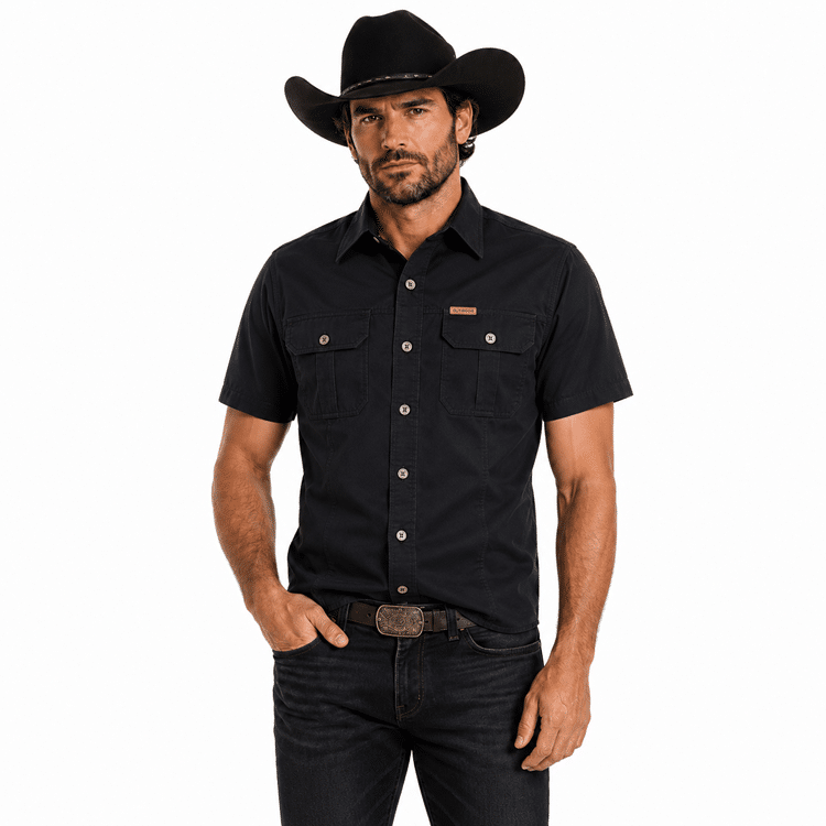 Chemise cowboy homme manches courtes en coton (14)