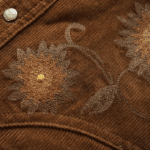 Chemise cowboy homme marron en velours côtelé de coton brodée (10)
