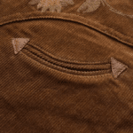 Chemise cowboy homme marron en velours côtelé de coton brodée (11)