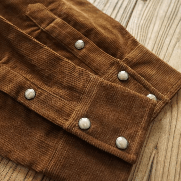 Chemise cowboy homme marron en velours côtelé de coton brodée (12)