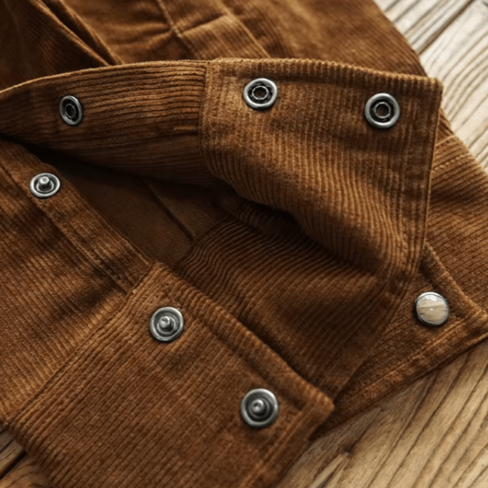 Chemise cowboy homme marron en velours côtelé de coton brodée (13)