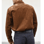 Chemise cowboy homme marron en velours côtelé de coton brodée (4)