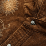 Chemise cowboy homme marron en velours côtelé de coton brodée (6)