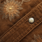 Chemise cowboy homme marron en velours côtelé de coton brodée (7)