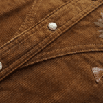Chemise cowboy homme marron en velours côtelé de coton brodée (9)