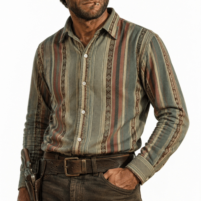 Chemise cowboy homme rayée esprit western américain (9)