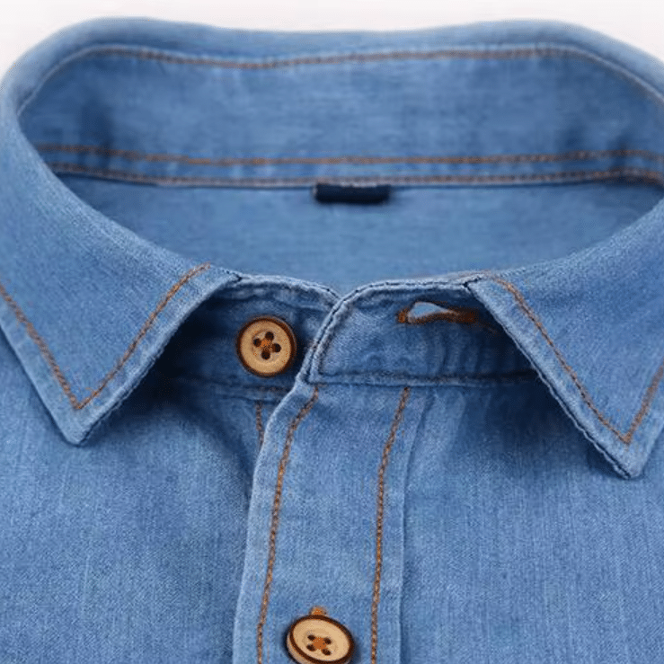 Chemise cowboy jean manches courtes bleu (10)